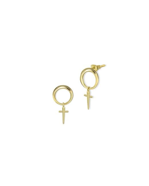 Argento Vivo Metallic Mini Drop Cross Earrings