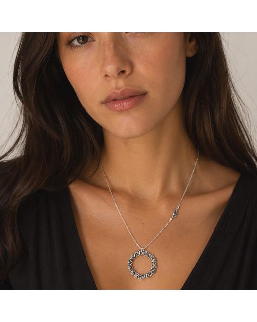 Unaloe Metallic Circle Sterling Necklace With Rose Wreath Pendant – Elegant Jewelry