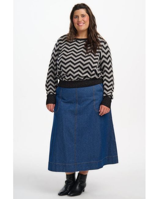 Sugarhill Black Rowena Sweater, Chevron Stripes