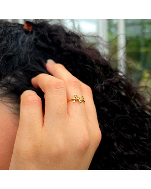 Harfi Metallic Bow Tie Bowknot Thin Plated Stacking Ring