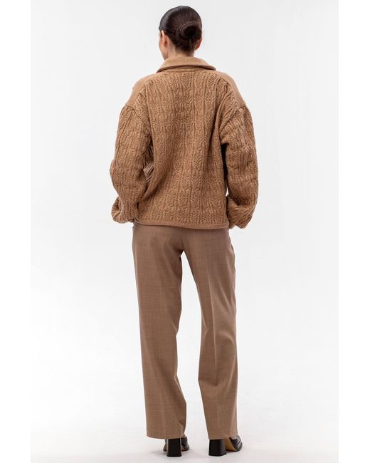 Maison Bogomil Brown Chunky Cable Knit Cardigan