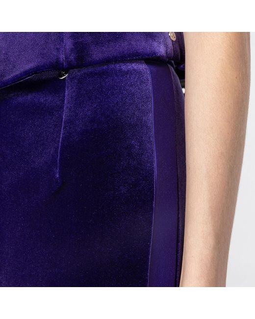 Nissa Blue High-Waisted Velvet Pants