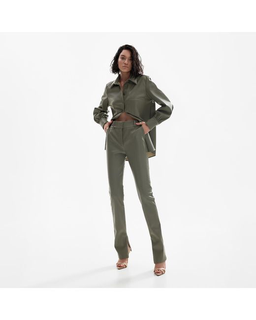 Lita Couture Green Vegan-Leather Trousers