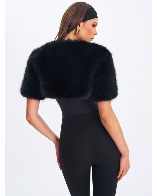 Miss Circle New York Black Kori Faux Fur Micro Bolero