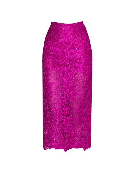 Angelika Jozefczyk Purple Orchidea Lace Skirt Fuchsia