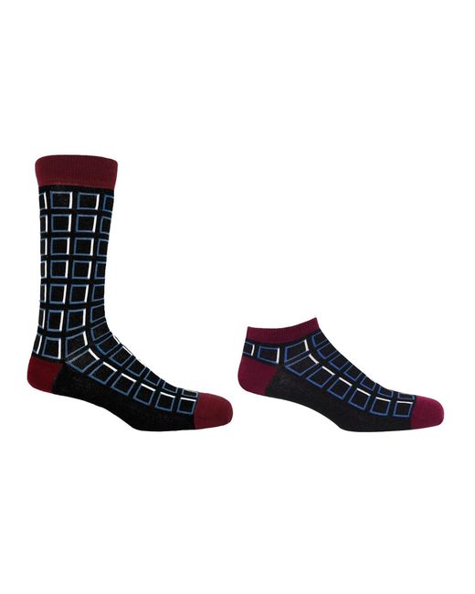 Peper Harow - Made in England Blue Cube Luxury Crew & Trainer Socks Bundle
