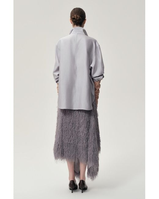 FRONT ROW SHOP Gray Stud-Embellished Shirt Pale