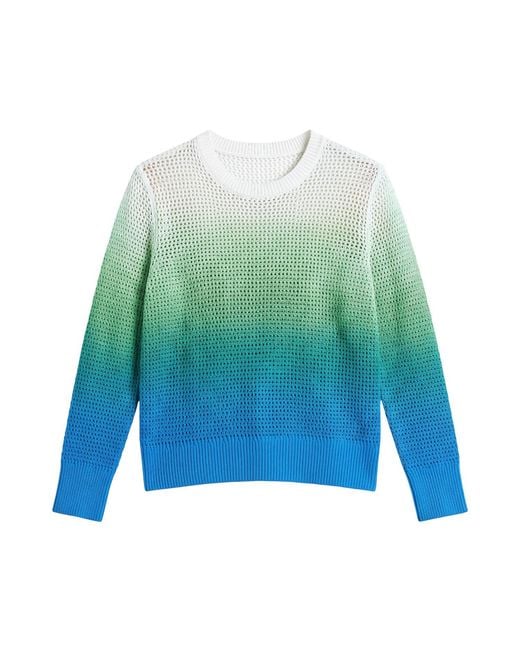 Brodie Cashmere Blue Mesh Dip Dye Crew