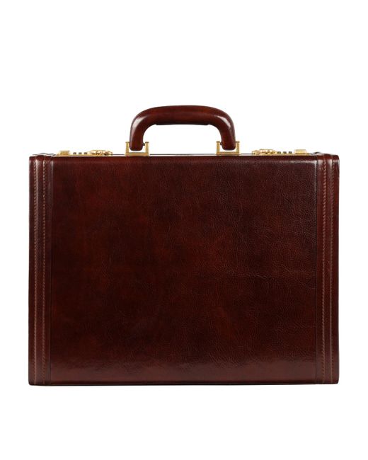 Time Resistance Brown Leather Attaché Case Briefcase for men