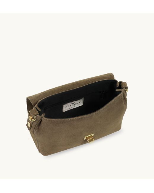 Apatchy London Brown The Maisie Midi Mink Suede Bag