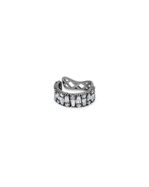 SALLY SKOUFIS White Culture Ear Cuff With Made Cz Diamond Stimulant