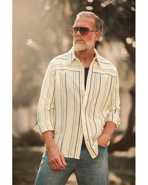 &SONS Trading Co Metallic Neutrals Folsom Western Shirt Raw Stripe for men