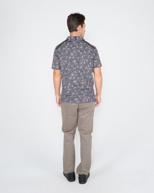 Lords of Harlech Gray Pietro Madrid Paisley Polo Shirt for men