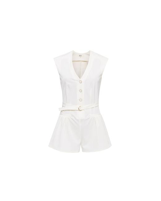 Sélone White Elara V-Neck Mini Jumpsuit