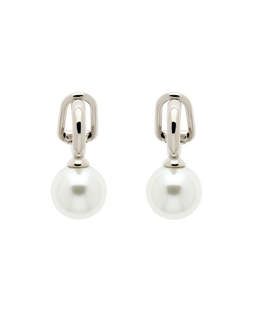 Emma Holland Jewellery Metallic Platinum & Pearl Drop Clip Earrings
