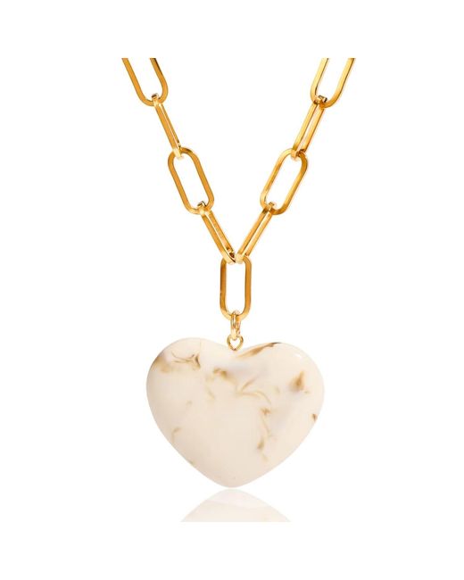 Olivia Le Metallic Livy Paper Clip Heart Ivory Necklace