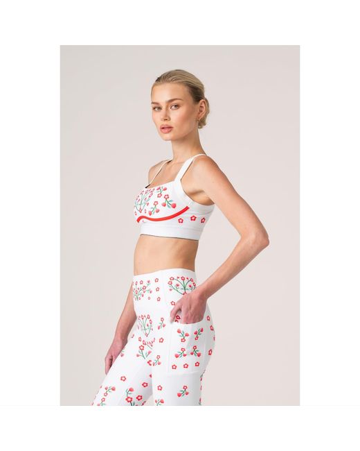 Jessie Zhao New York White Day Night Garden Reversible Racerback Sports Bra