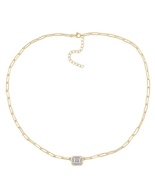 Diamonbliss Metallic Emerald Bezel Paperclip Chain Necklace