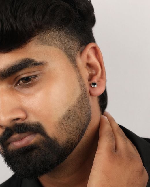 The Jewelz Multicolor Neutrals Shadow Gleam Onyx Earrings for men