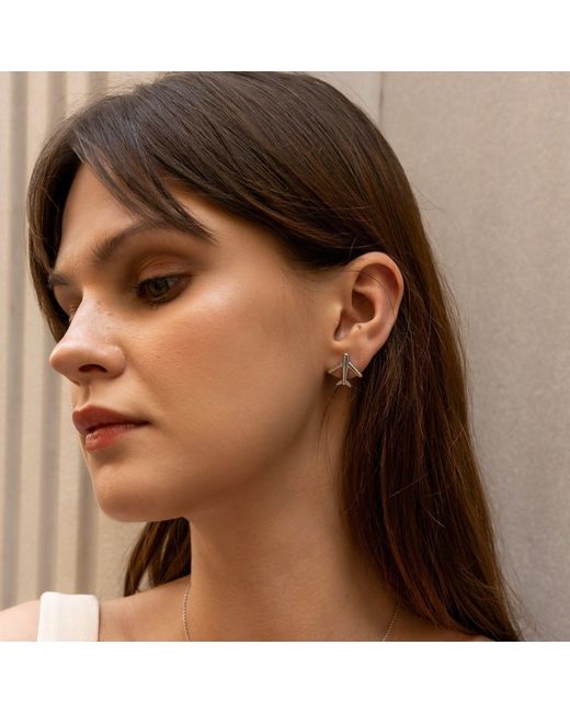 Spero London Metallic Airplane Sterling Stud Earring