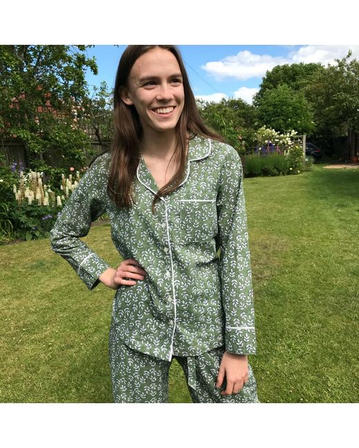 Lime Tree Design Green Falling Leaf Pyjamas