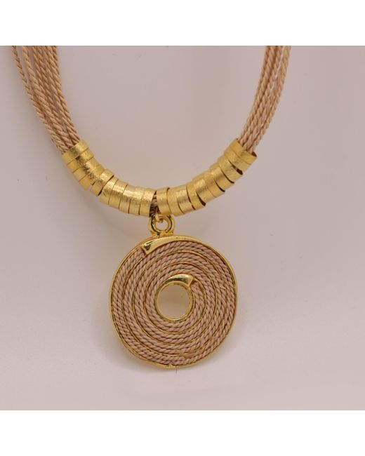 Nart Nature Making Art Metallic The Spiral Buriti Natural Fiber Necklace