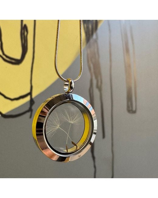 My Little Nature Metallic Neutrals Handcrafted Designer Necklace With Natural Dandelion Seeds