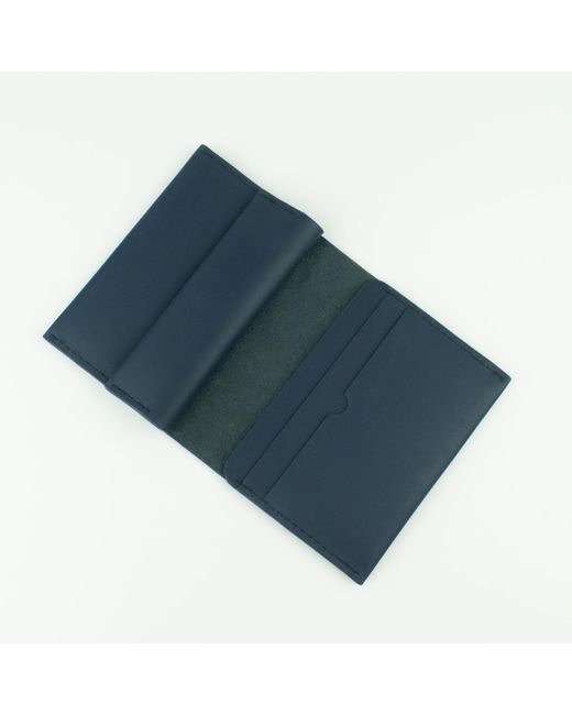 godi. Blue Handmade Leather Coin & Card Wallet for men