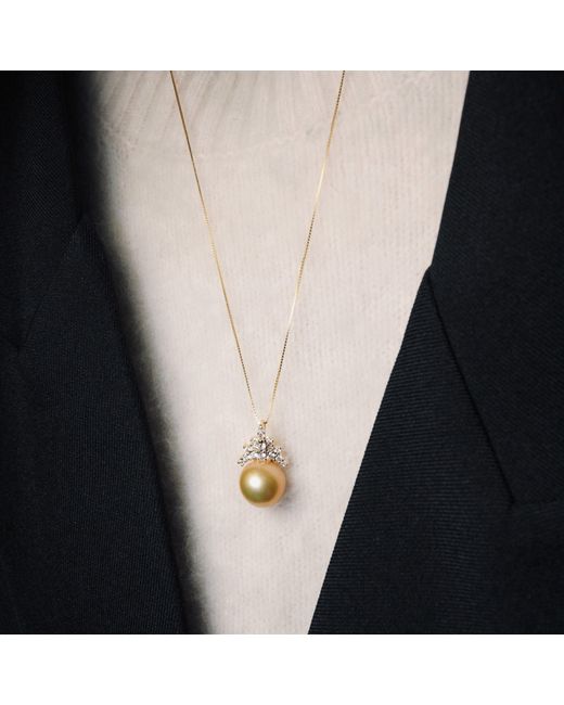Ninemoo Metallic Solara Golden Pearl Necklace