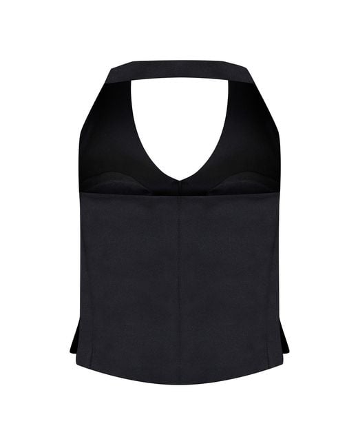 Malo Black Satin Halter Neck Vest