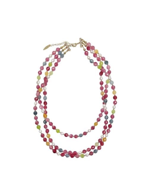 Farra Pink Tourmaline Multi-Strands Necklace
