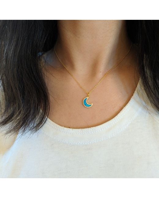 KAMARIA Blue Opal Moon Necklace