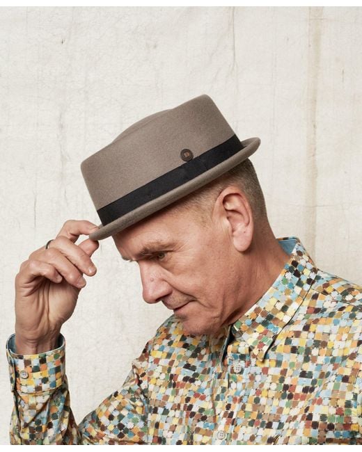 Dasmarca Hats Brown Neutrals Jack Khaki Felt Skimpy Brim Short Brim Rude Boy Mod Style Porkpie Hat for men