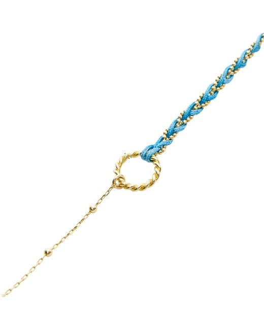 Spero London Metallic Handmade Rope Braided Sterling Beaded Chain Bracelet