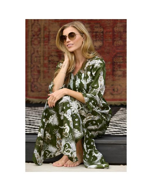 At Last Green Cotton Annabel Maxi Dress