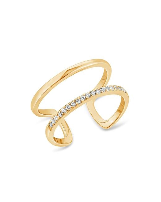 SALLY SKOUFIS Metallic Rythm Ring With Made Cz Diamond Stimulant