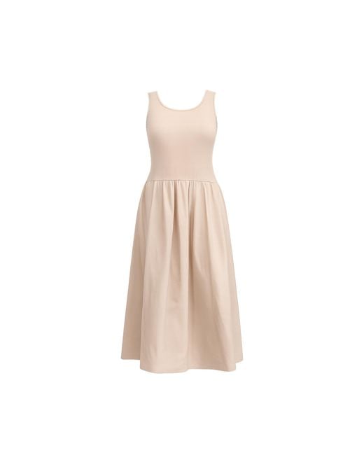 Tantra Spain Sl Natural Neutrals Fitted Maxi Strap Dress With A Line Skirt And Pockets