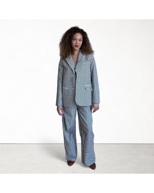 London Atelier Byproduct Gray Striped Tailored Blazer
