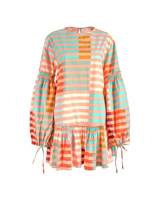 SUNSHINE TIENDA Orange Apricot Colorful Stripe Khai Mini Dress