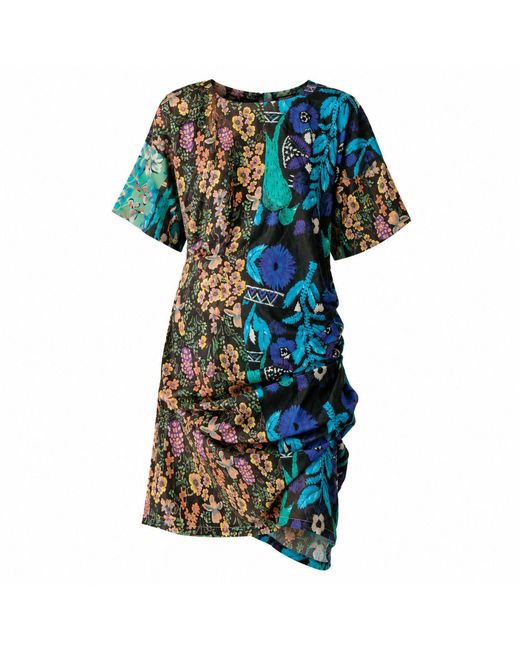 Miro Misljen Blue Wild Botanica Statement Dress