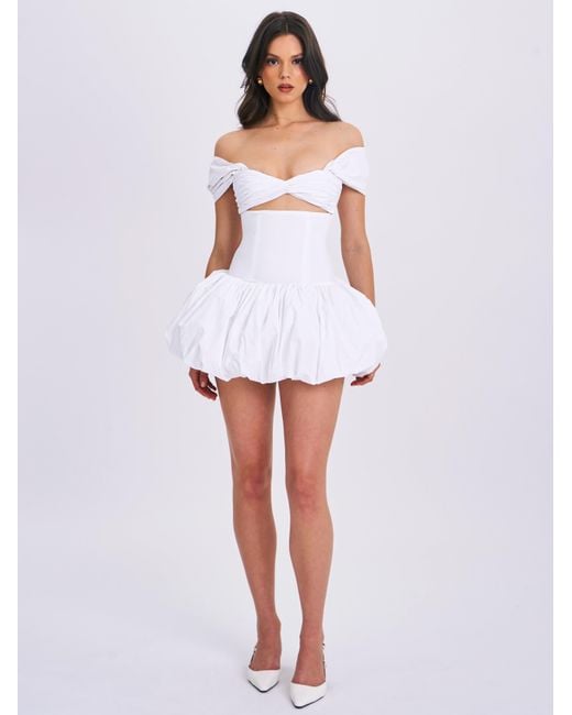 Miss Circle New York White Umika Bubble Hem Mini Dress