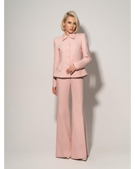 Tia Dorraine Pink Flared Trousers With Adjustable Waist