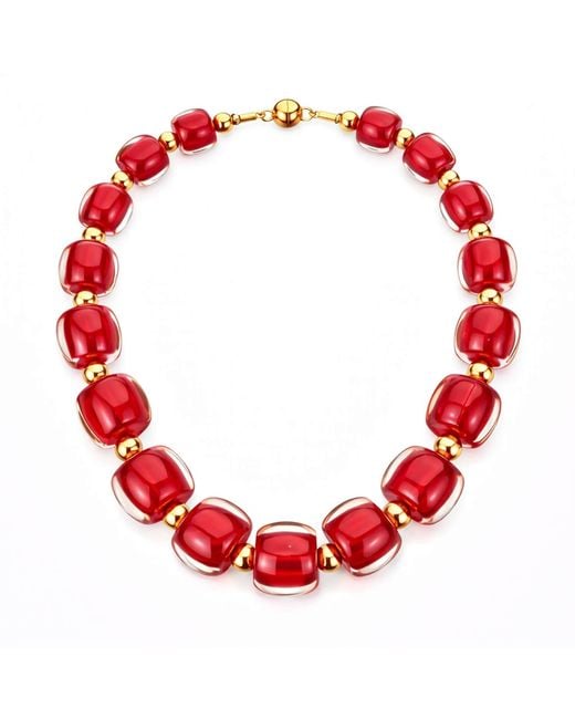 Gold & Honey Blue Beaded Lucite Necklace For After Hours