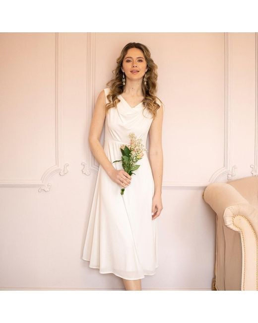 Alie Street London White Darcie Cowl Neck Dress