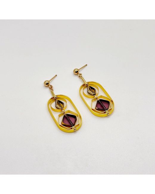 Aracheli Studio Metallic Burgundy & Art Deco Earrings