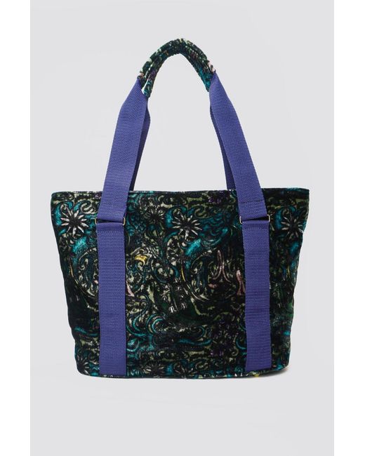 Natalia Petruch Blue Natasha Silk Velvet Tote Bag