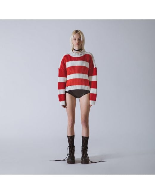 SVETA Milano Red Amélie Striped Knit Sweater