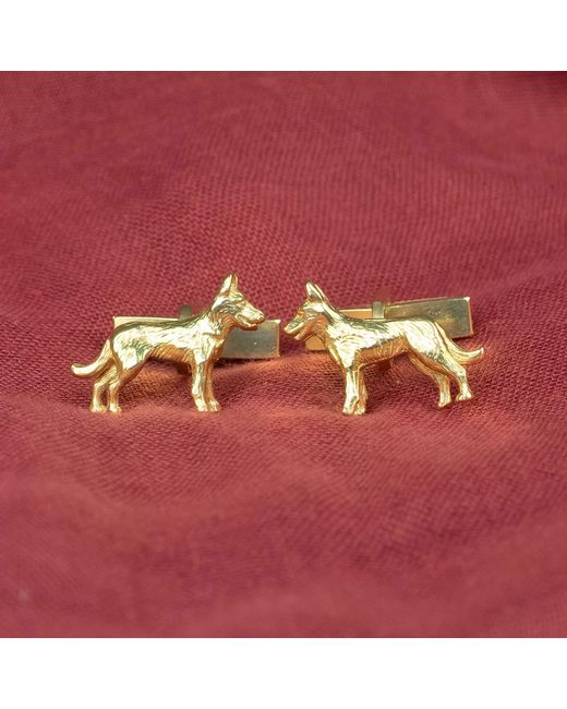 Simon Kemp Jewellers Metallic German Shepherd Alsatian Cufflinks Eighteen Carat On Solid Sterling for men