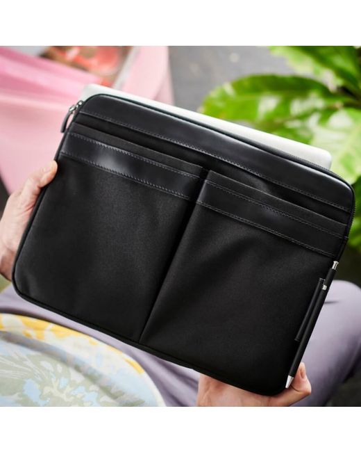 VIDA VIDA Black Leather Trim Laptop Travel Pouch