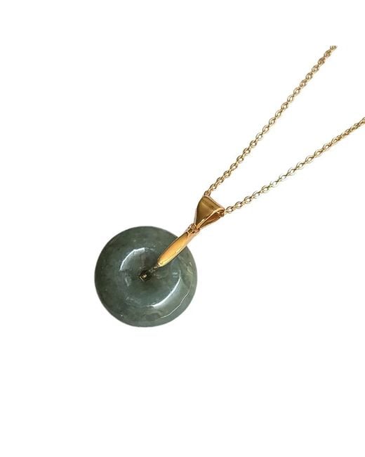 seree Green Button Jade Pendant Necklace